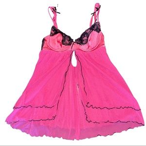 Vintage rampage sheer pink and black lingerie top